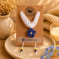 Forget-Me-Not Bloom Bracelet | Handmade Crochet Dementia Awareness Bracelet – Image 1