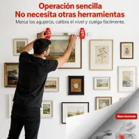 Regla niveladora y colocación de clavos para instalación de cuadros y adornos colgantes – Imagen 2
