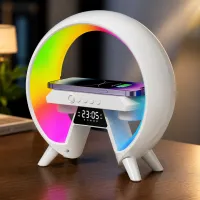 Reloj de mesa todo en uno, alarma, parlante, luz de noche y cargador inalambrico. – Imagen 5