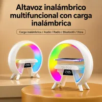 Reloj de mesa todo en uno, alarma, parlante, luz de noche y cargador inalambrico. – Imagen 4