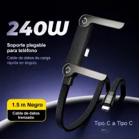 Cable cargador tipo C de 240w con soporte para celular integrado – Imagen 4