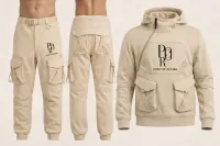 POR Tactical Cargo Hoodie & Utility Jogger Set - Cream – Image 1