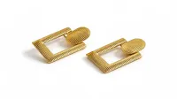 Gold Textured Geometric Earrings – Image 2