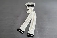 White and Black Striped Knit Set – Image 1