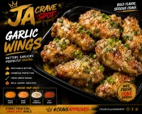 Signature Wing Dings  – Garlic Parmasen , Flats , Hot Honey , Flats and Drums, Ranch 