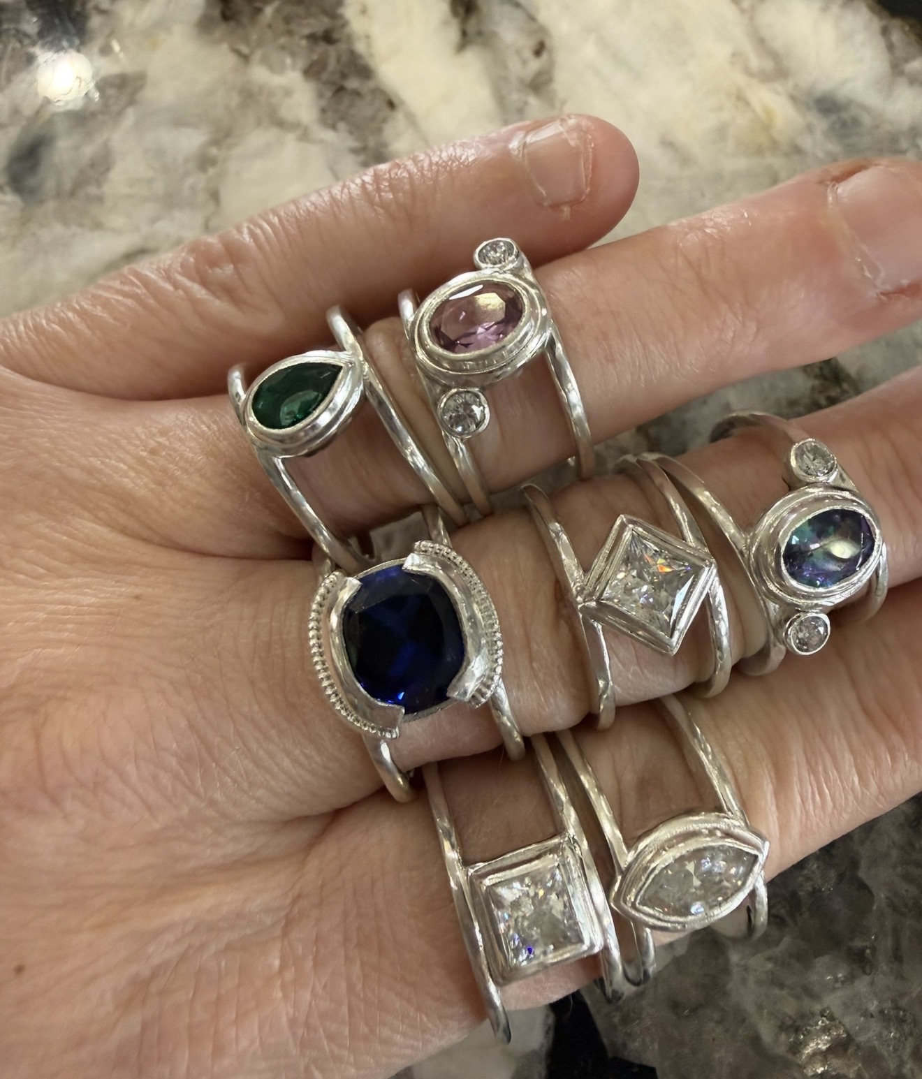 Cushion Cut Smart Ring Jacket – Crescent Collection – Image 3