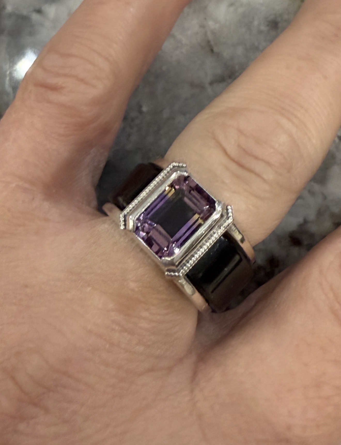 Emerald Cut (Large Stone) Smart Ring Jacket – Crescent Collection – Image 2