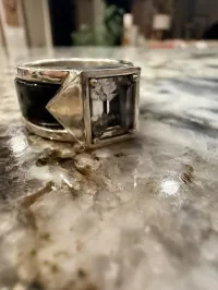  Men's Emerald Cut with Side Triangle Smart Ring Jacket  – Image 2