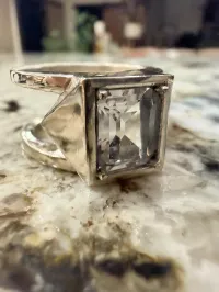  Mens Emerald Cut (Moissanite, Lab Emerald, or Garnet) with Side Groove Smart Ring Jacket  – Image 2