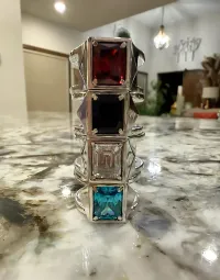  Mens Emerald Cut (Moissanite, Lab Emerald, or Garnet) with Side Groove Smart Ring Jacket  – Image 4