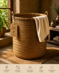 Bamboo Laundry Basket (बांस की कपड़ों की टोकरी) – Image 1