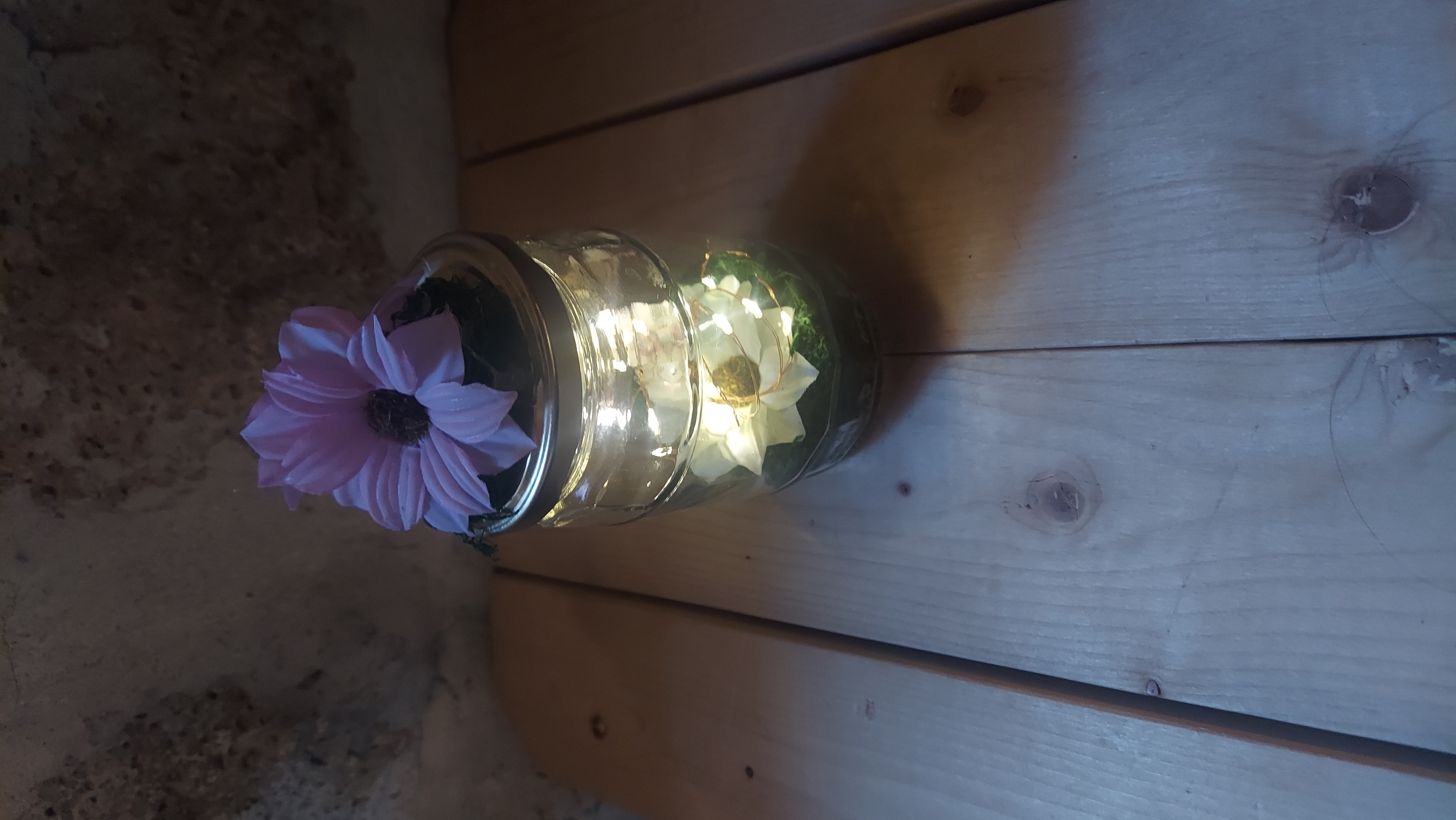 Pink flower fairy fruit jar – Image 1