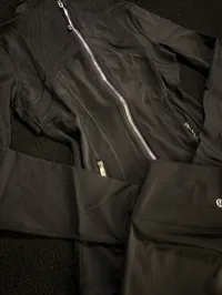 Black Define Set with Leggings - Silver Zipper  – Image 1