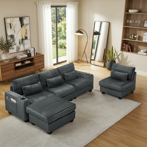 Sala Seccional Tipo L Gris 48 – Image 6
