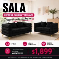 Salas de 2 Piezas Negro 48 – Image 1