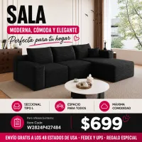 Sala Seccional Tipo L Negro 48 – Image 1