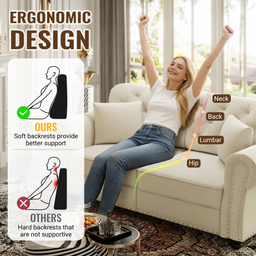 Sofa Clasico Elegante Beige + Ottoman 48 – Image 3