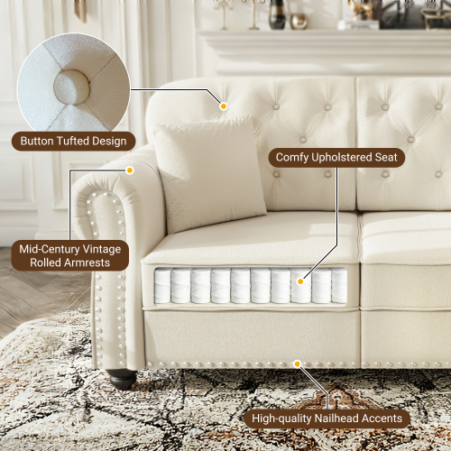 Sofa Clasico Elegante Beige + Ottoman 48 – Image 7