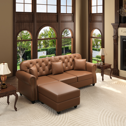Sofa Piel Sintetica Negro + Ottoman 48 – Image 4