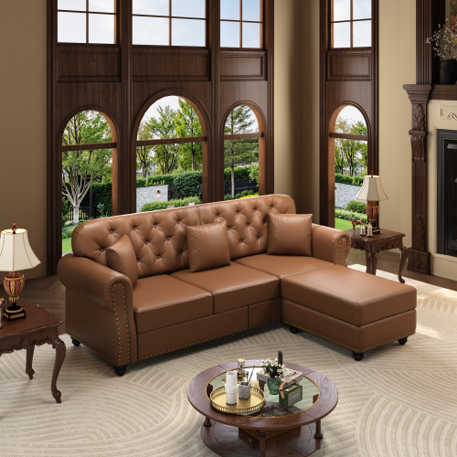 Sofa Piel Sintetica Negro + Ottoman 48 – Image 3