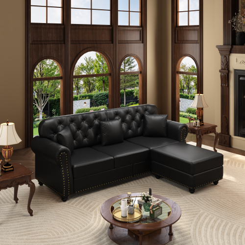 Sofa Piel Sintetica Negro + Ottoman 48 – Image 9