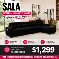 Sofa Seccional Tipo L Negro 48 – Image 1