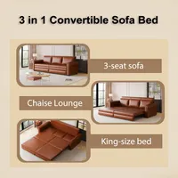 Sofa Cama 3 en 1 Piel Sintetica Brown 48 - 004 – Image 5