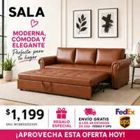 Sofa Cama 3 en 1 Piel Sintetica Brown 48 - 004 – Image 1