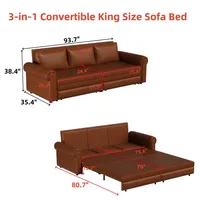 Sofa Cama 3 en 1 Piel Sintetica Brown 48 - 004 – Image 12