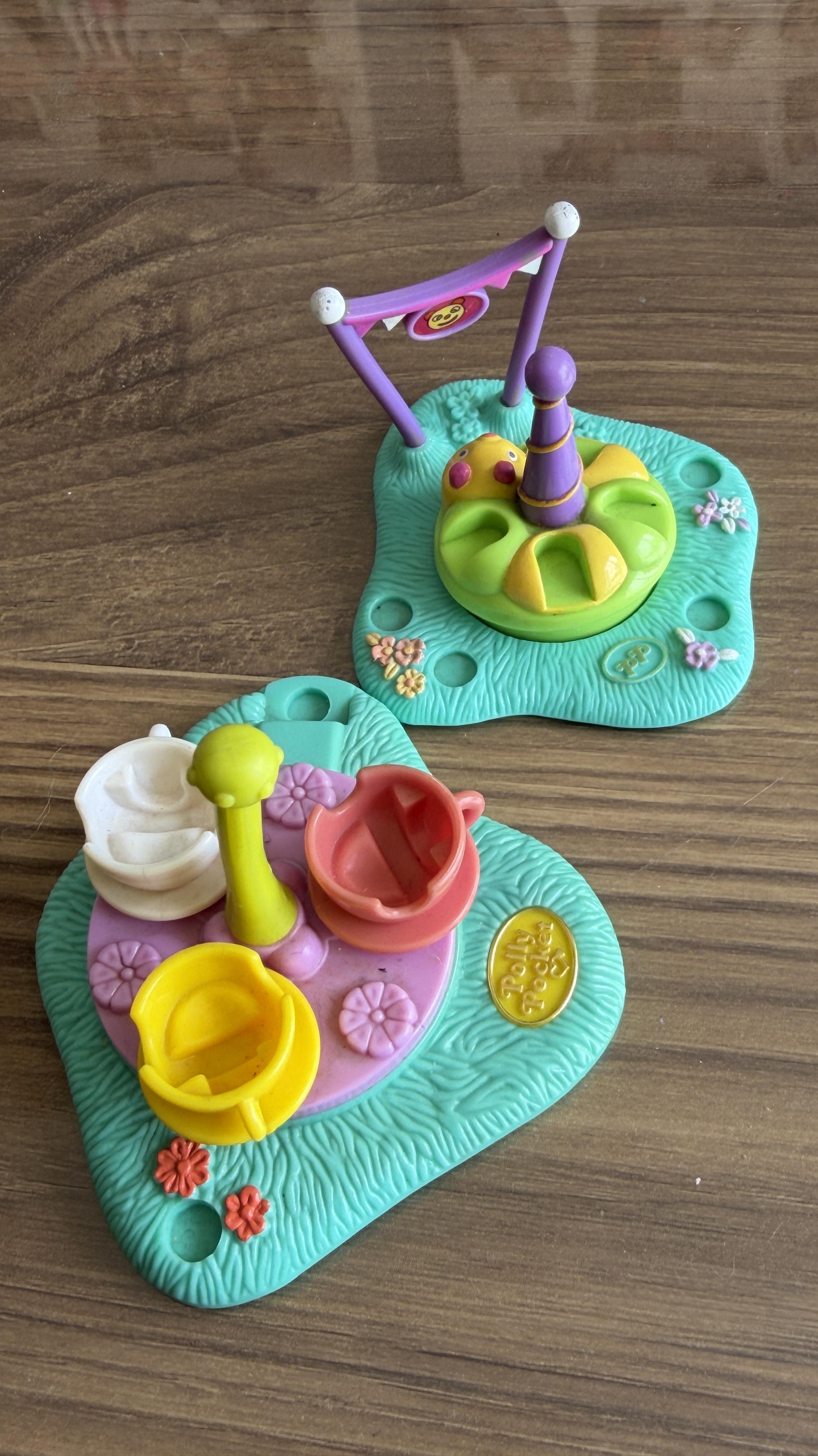 1996 Vintage Polly Pocket Fun Fair Bundle — Ferris Wheel, Carousel, Rocket Ride & Spinner (4 Rides) – Image 4
