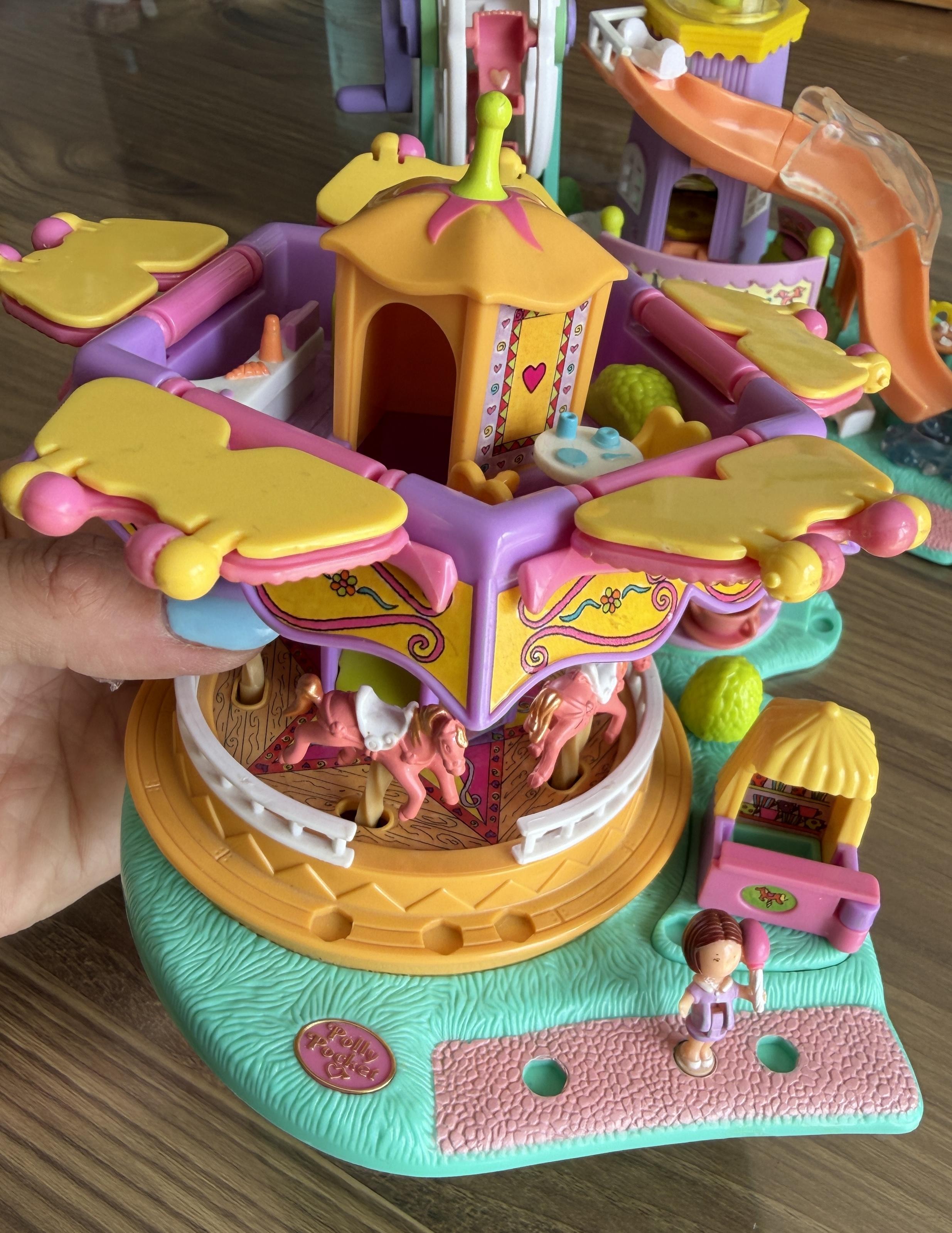 1996 Vintage Polly Pocket Fun Fair Bundle — Ferris Wheel, Carousel, Rocket Ride & Spinner (4 Rides) – Image 9