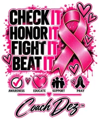 Dare2B Different Cancer Awareness Collection – L, White, V-Neck, Check It. Honor It. Fight It. Beat It.