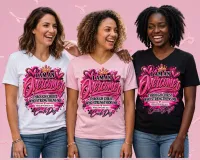 Dare2B Different Cancer Awareness Collection – S, Black, V-Neck, I Am an Overcomer