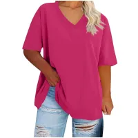  Women’s Business V Neck Logo t-shirts – DARK PINK, LARGE