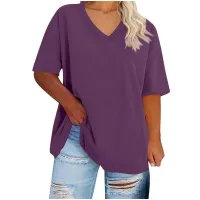  Women’s Business V Neck Logo t-shirts – PURPLE, LARGE