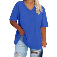  Women’s Business V Neck Logo t-shirts – BLUE, LARGE