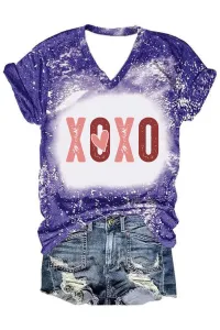 Blue Valentines Bleach Splatter V-Neck T-Shirt – Image 1