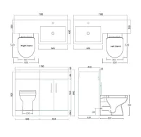 1100mm Left Hand High Matt Grey Vanity Unit & Back to Wall Toilet Unit with D-Shape Toilet & Basin – Image 5