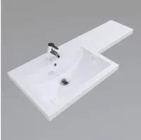 1100mm Left Hand High Matt Grey Vanity Unit & Back to Wall Toilet Unit with D-Shape Toilet & Basin – Image 6