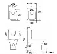 SQUARE Modern Rimless Short Projection Toilet + Soft Closing Seat – Image 3