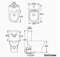 ROUND Modern Rimless Close Coupled Toilet + Soft Closing Seat – Image 2