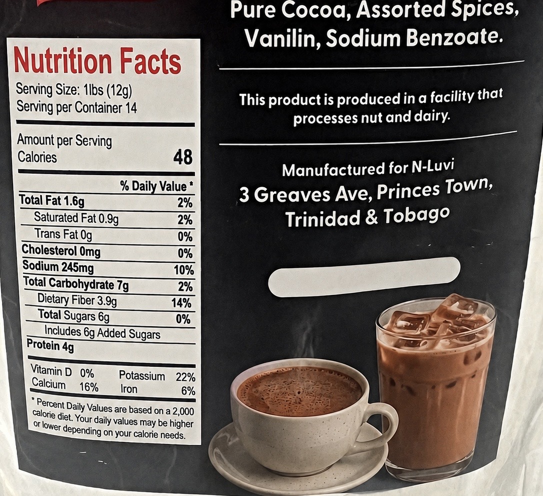 N-luvi Hot Chocolate Powder Mix Pouch 6oz – Image 2
