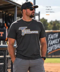 Grey Soft Style Tee – Grey w/Orange Outline, YM