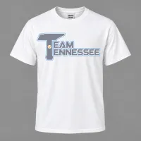 White Soft Style Tee – Grey Logo w/Blue Outline, YL