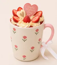 1 of 1 - Pink Flowers – Vanilla Cake Strawberry Filling