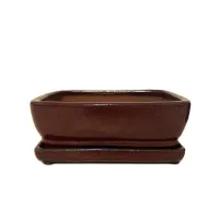 8'' Glazed Bonsai Pot w/ Unattached saucer – Image 4