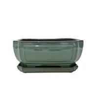 10" Glazed Bonsai pot w/ Attached saucer – Image 5
