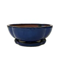 10" Glazed Bonsai pot w/ Attached saucer – Image 3