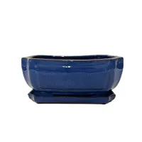 10" Glazed Bonsai pot w/ Attached saucer – Image 1