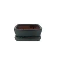 5'' Glazed Bonsai pot w/ unattached saucer – Image 5